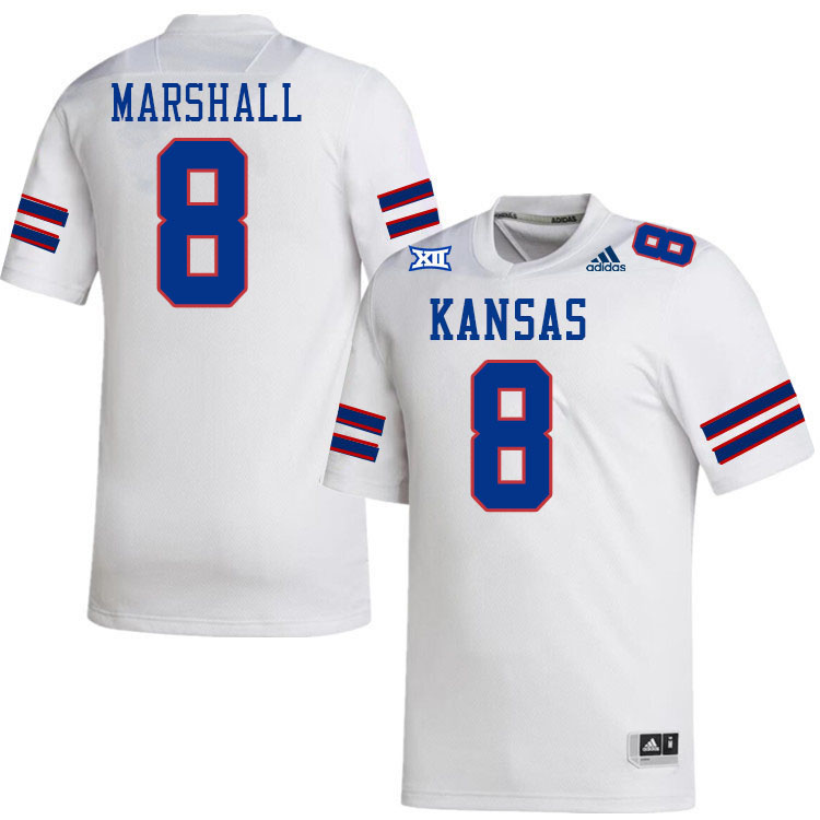 Men #8 Isaiah Marshall Kansas Jayhawks College Football Jerseys Stitched Sale-White